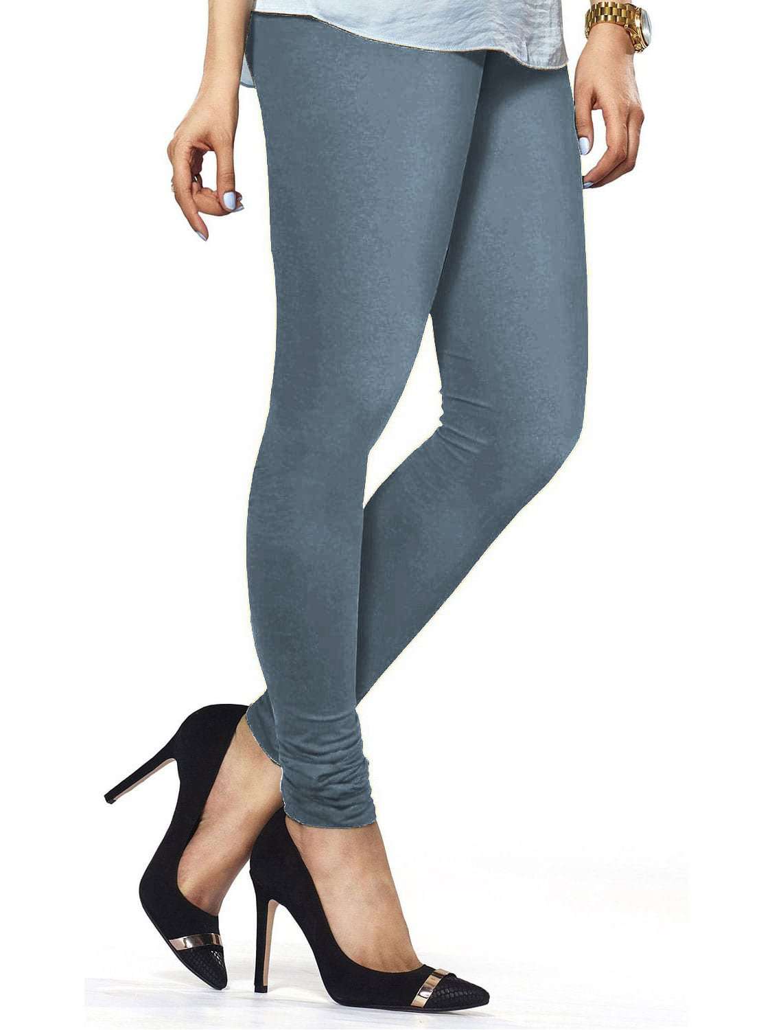Premium Cotton Lycra Churidar Leggings - Free Size, Steel Grey | Comfortable Stretch Pants for Yoga, Workout & Casual Wear