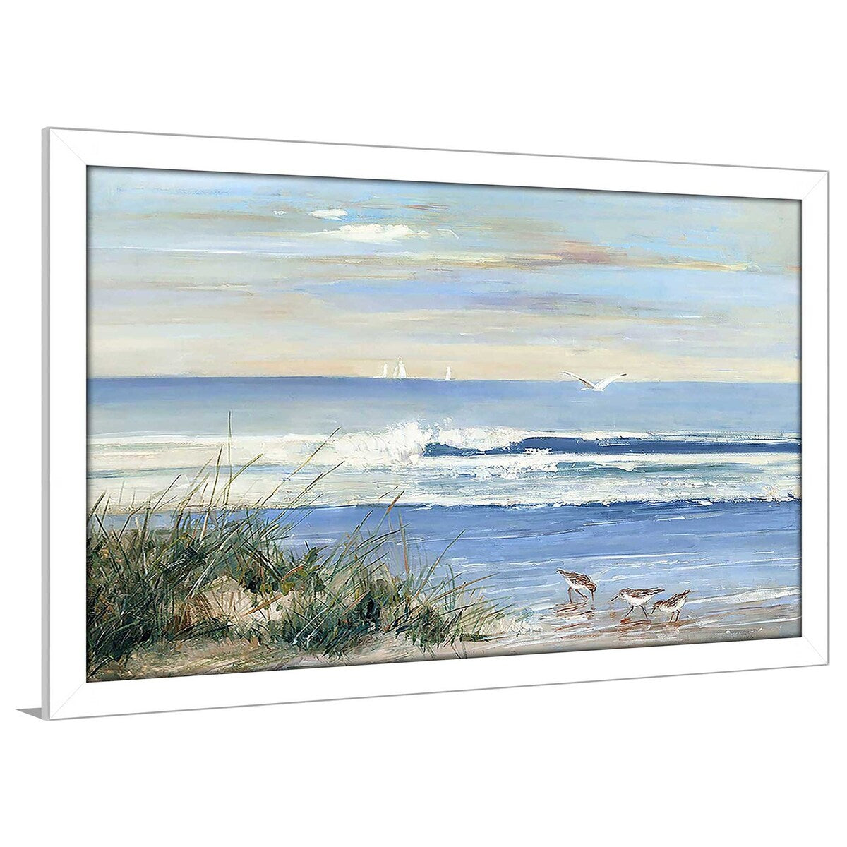 Beach Combers Print on Acrylic - Coastal Wall Art Decor for Living Room, Bedroom & Office - Ocean Wave Painting for Beach House & Nautical Theme Decor