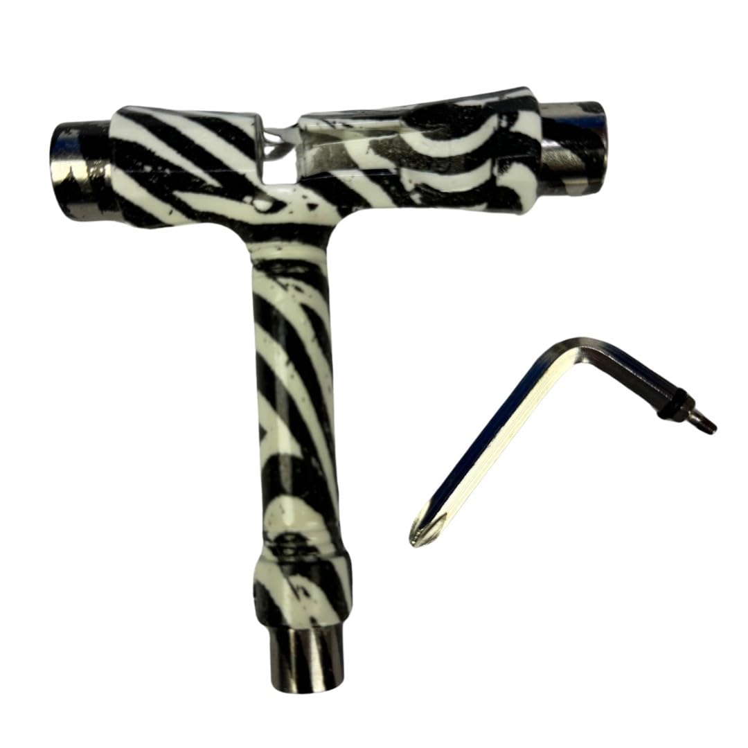 All-in-One Skateboard Tool Kit - Multi-Function T-Tool with Allen Key & Phillips Wrench for Skateboards & Roller Skates | Perfect for Adjusting Trucks, Wheels & Bearings On-The-Go