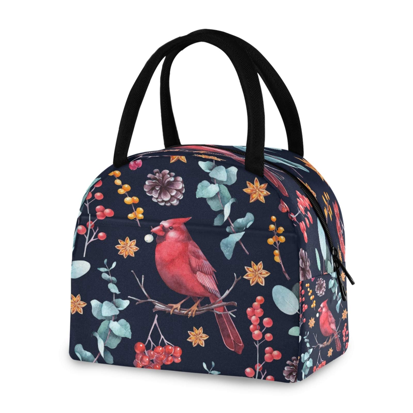Blueangle Insulated Lunch Bag for Women & Students - Christmas Cardinal Bird Design, Thermal Lunch Tote & Cooler Box - Perfect for School, Work, Picnics & Outdoor Activities