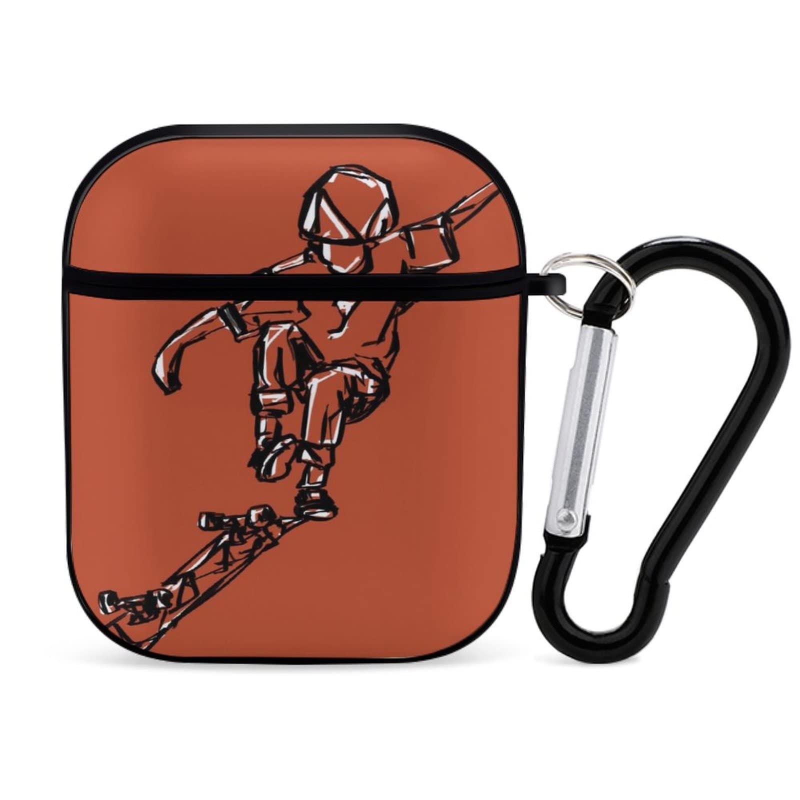 Stylish Skater AirPods Case Cover for Apple AirPods 1 & 2 - Bluetooth Headset Protector with Keychain | Shock-Resistant Silicone, Custom Pattern Prints & Wired Charging Compatible | Perfect for Skateboarding, Travel & Daily Use