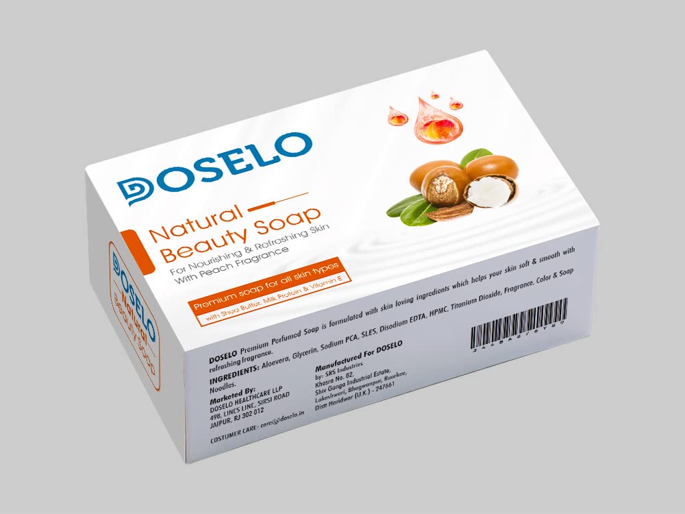 DOSELO Natural Beauty Soap for All Skin Types - Shea Butter & Milk Moisturizing Bar (Pack of 5) | Gentle Cleansing for Face & Body, Daily Skincare Routine