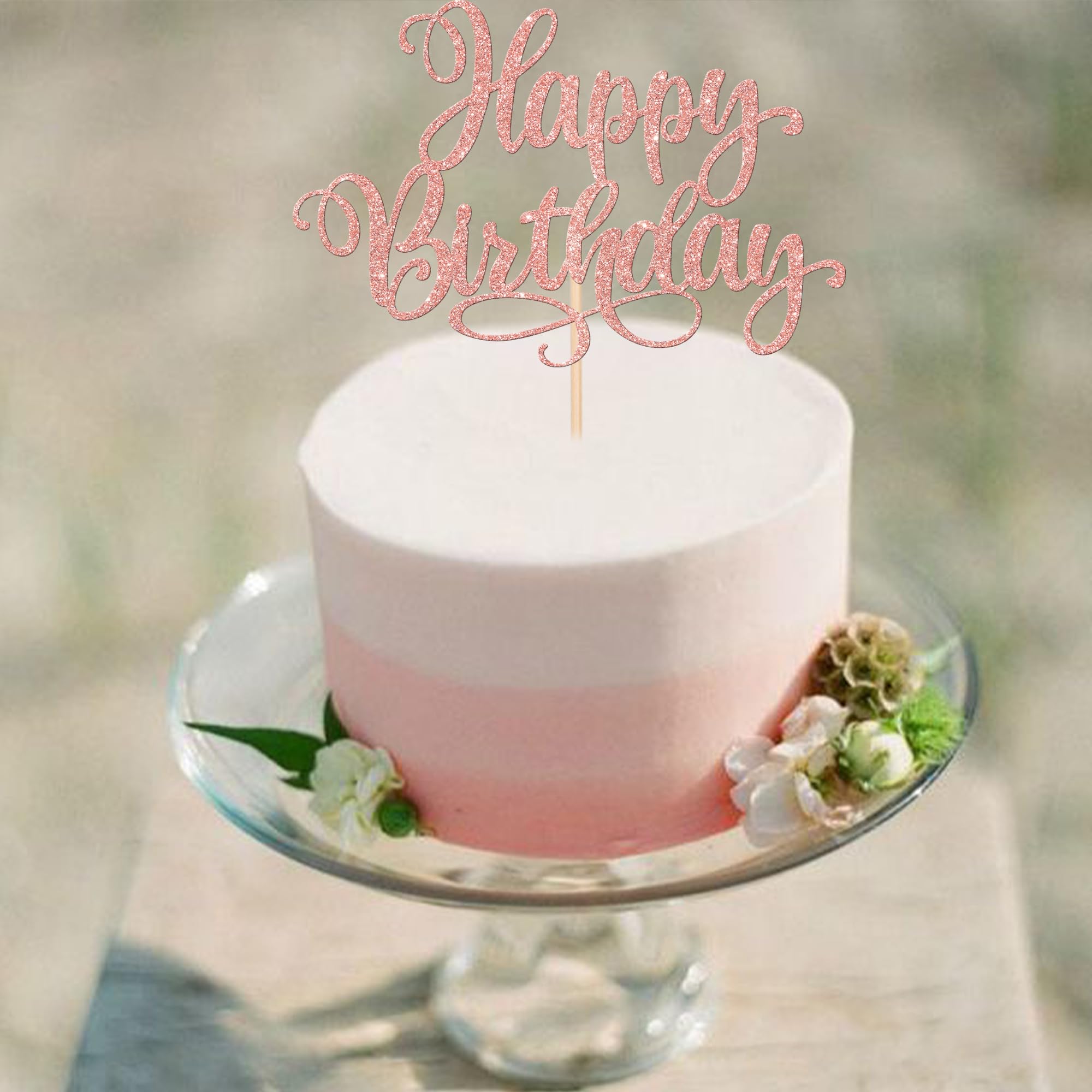 1 PCS Happy Birthday Cake Topper - Glitter Cake Decorations for Birthday Parties, Anniversaries & Celebrations - Rose Gold Cake Picks for Festive Occasions (Perfect for Wedding, Baby Shower & Special Events)