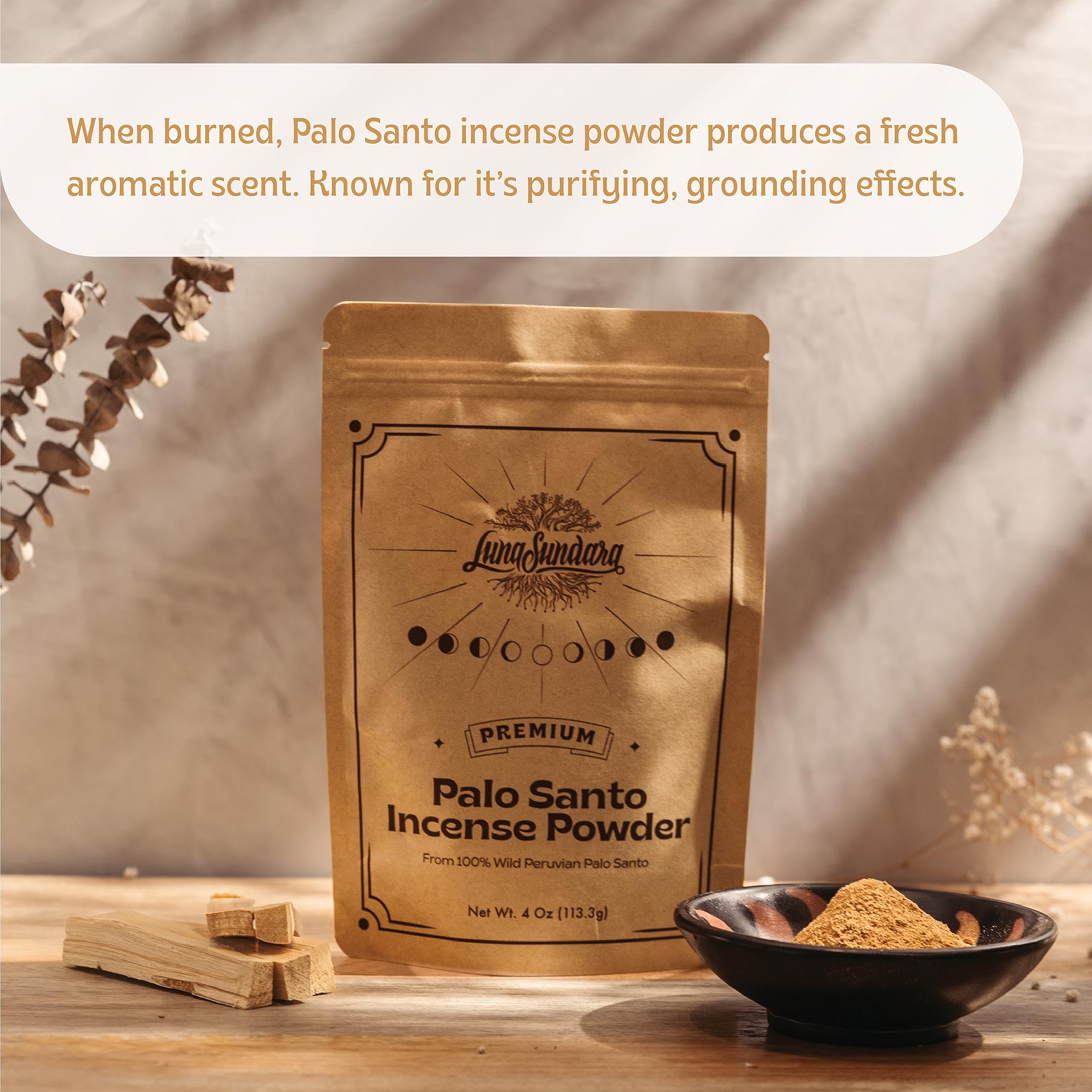 **100% Wild Peruvian Palo Santo Powder (4oz) - Sustainably Sourced Bursera Graveolens Wood for Smudging, Aromatherapy & DIY Incense - Perfect for Meditation, Yoga & Home Cleansing**