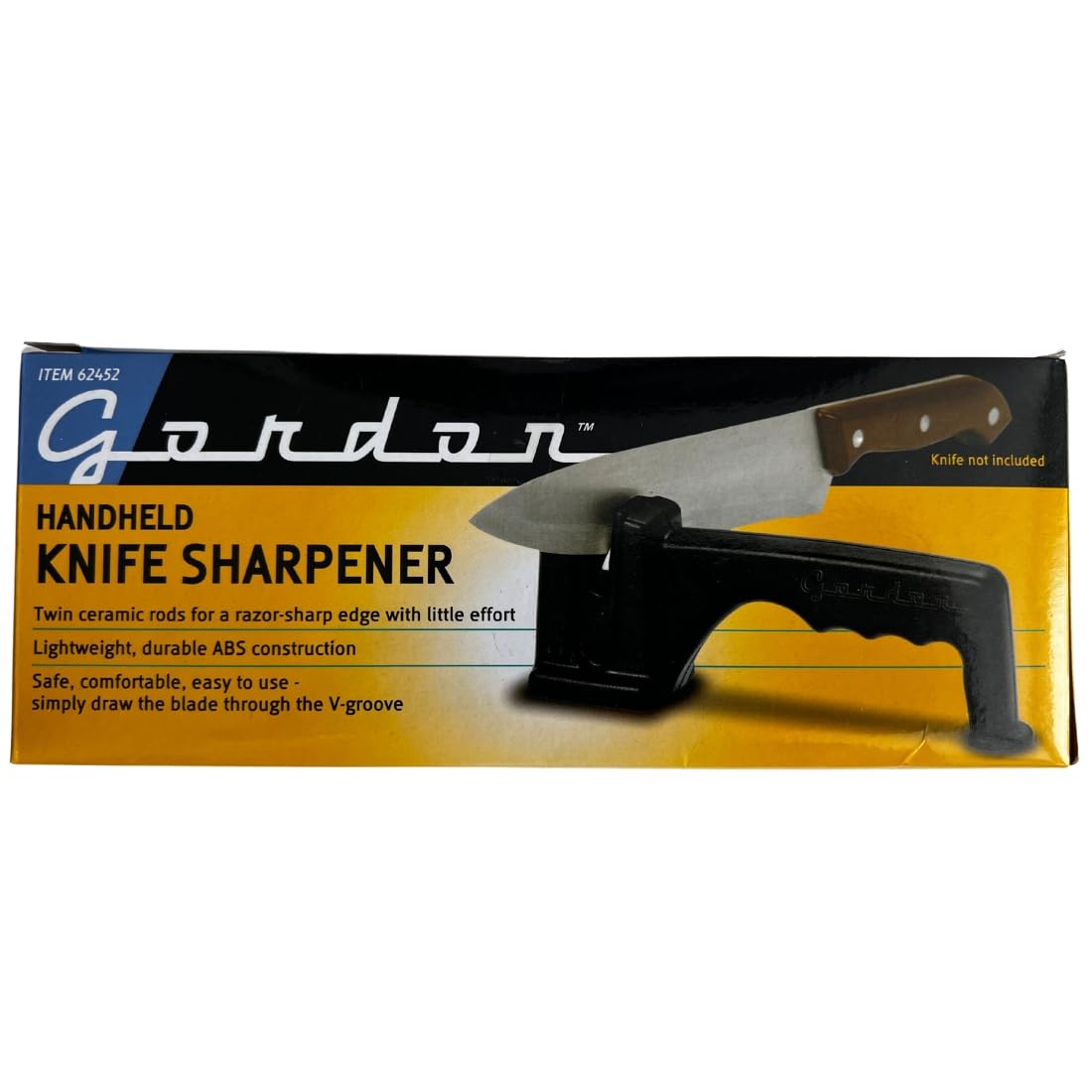 Premium Gordon Handheld Knife Sharpener with Twin Ceramic Wheels - Professional Kitchen Tool for Sharpening Knives, Scissors & Tools - Ideal for Home Chefs, Camping & Outdoor Cooking