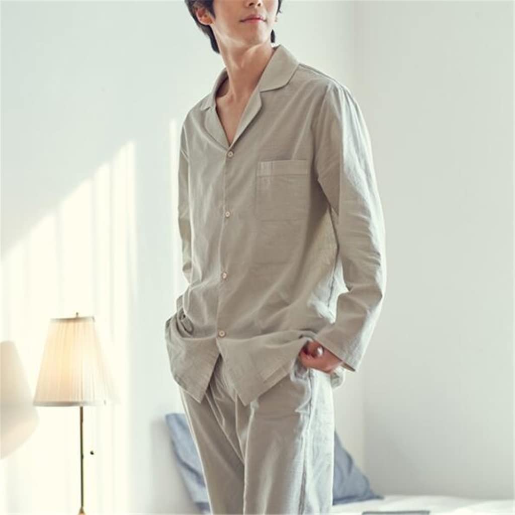 Women's Cotton Long Sleeve Pajama Set - Spring & Autumn Korean Style Couple Sleepwear, Cute Home Loungewear (Gray, Men's XL) | Perfect for Cozy Nights & Romantic Couple Moments