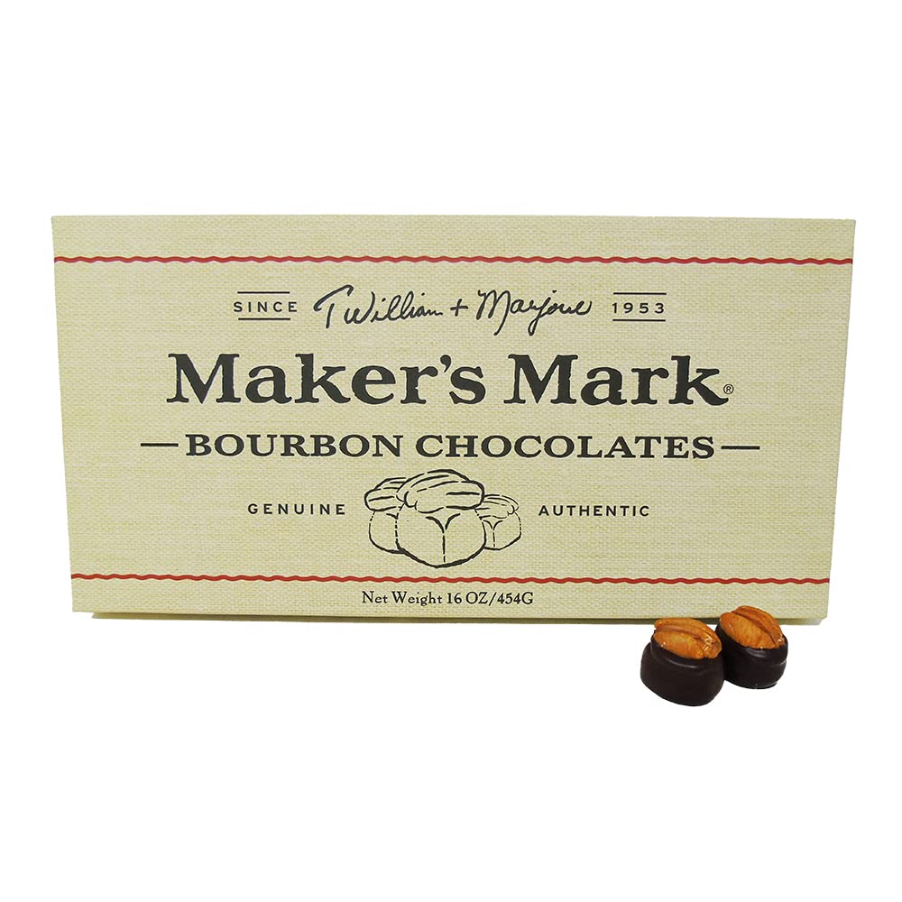 32-Piece Maker’s Mark Gourmet Bourbon Balls Gift Box (16 oz) - Premium Chocolate Covered Whiskey Treats for Holidays, Parties & Corporate Gifting