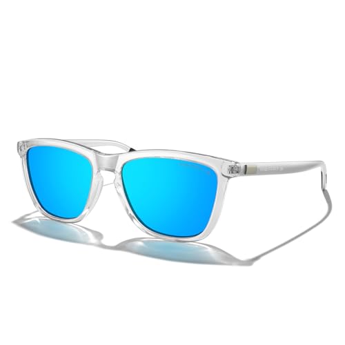 Transparent Frame/Blue Mirror Lens/Silver Temples