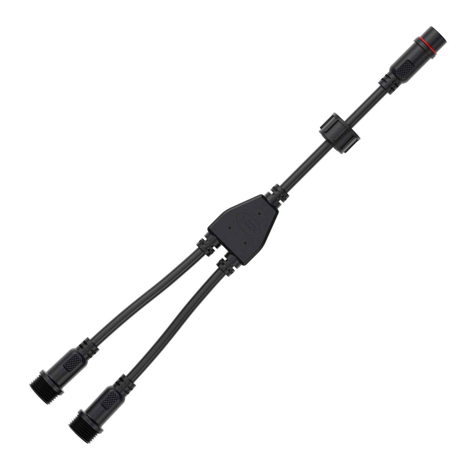 3 Core 3 Pin Y Splitter Connector - IP65 Waterproof, 18AWG, 22mm Nut, Black Plastic (1 Male to 2 Female) for LED Strip Lights - Perfect for Cars, Trucks, Boats & Indoor/Outdoor Lighting Projects