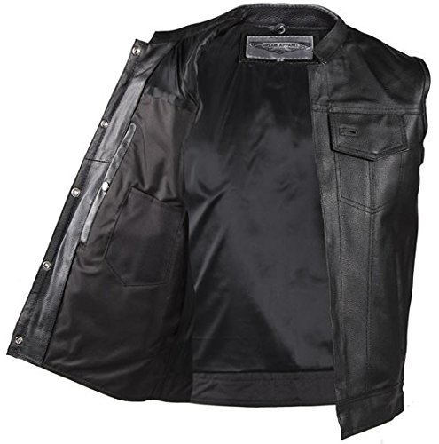 Men's Motorcycle Vest with Zipper & Gun Pocket - Genuine Leather Biker Jacket for Riding, Outdoor Adventures & Casual Wear