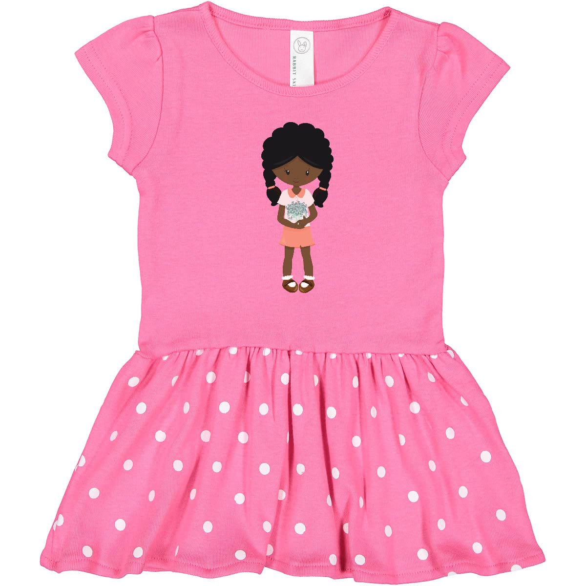 Inktastic Spring Girl African American Toddler Dress - Cute Floral Print Outfit for Girls, Perfect for Easter, Birthday & Spring Occasions