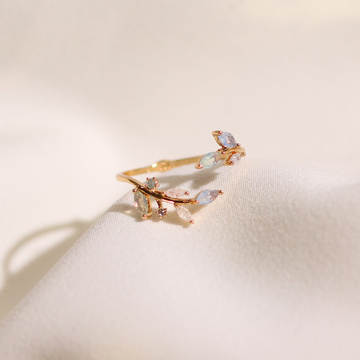 Moonstone Vine Jewelry Set in Gold - Elegant Necklace & Earrings for Women, Perfect for Weddings, Parties & Special Occasions