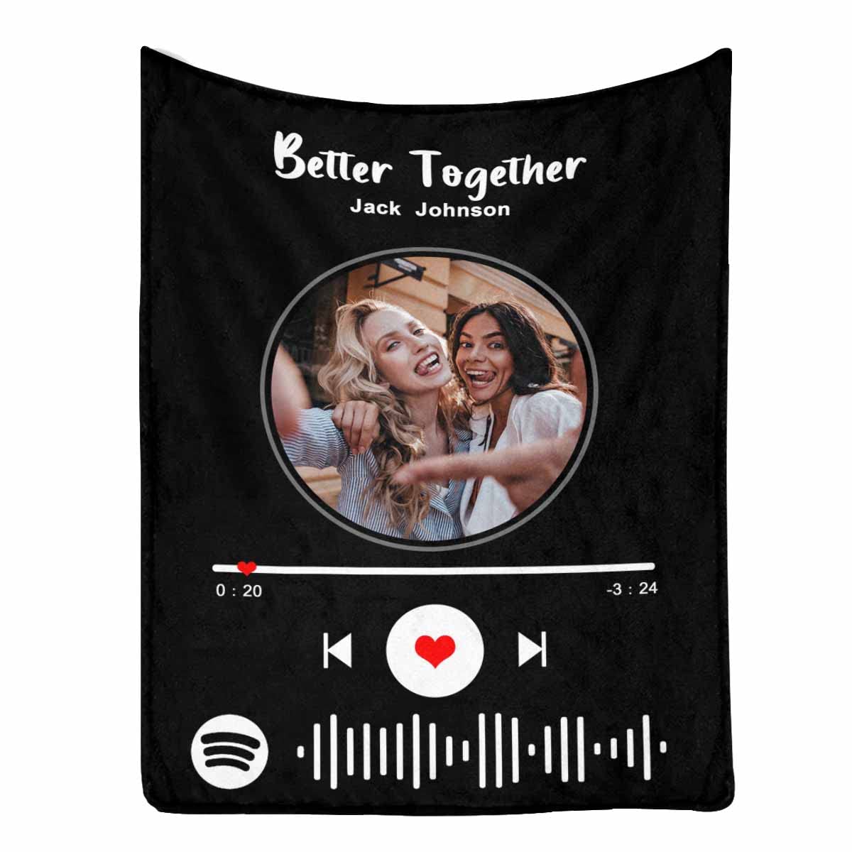 **Personalized Best Friend Blanket for Women - Custom Spotify Code Music Throw Blanket - Soft Fleece Friendship Gift for BFF, Sister, or Coworker - 70