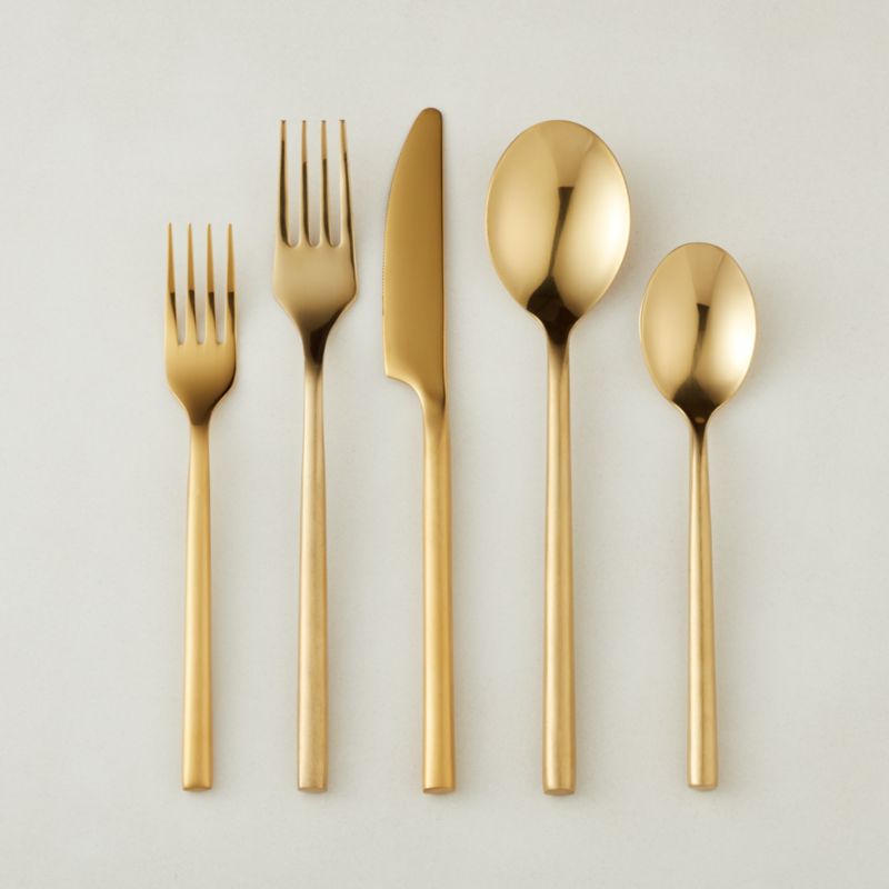 20-Piece Stainless Steel Brushed Gold Flatware Set - Elegant Dinnerware for Formal Dining, Wedding Gifts & Home Entertaining