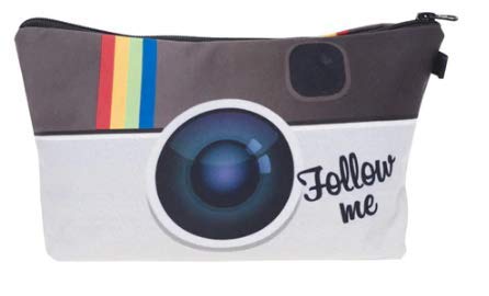 3D Printed Instagram Follow Me Cosmetic Bag for Women - Trendy Makeup Storage Pouch for Travel, Gym & Everyday Use
