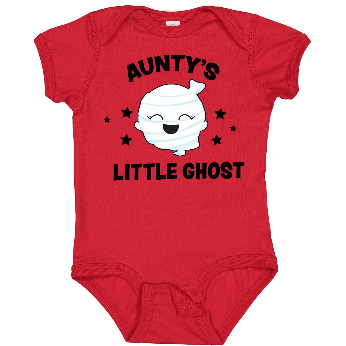 Inktastic Cute Aunty's Little Ghost with Stars Baby Bodysuit - Adorable Halloween Outfit for Infants & Toddlers - Perfect for Halloween Parties, Trick-or-Treating & Photo Shoots