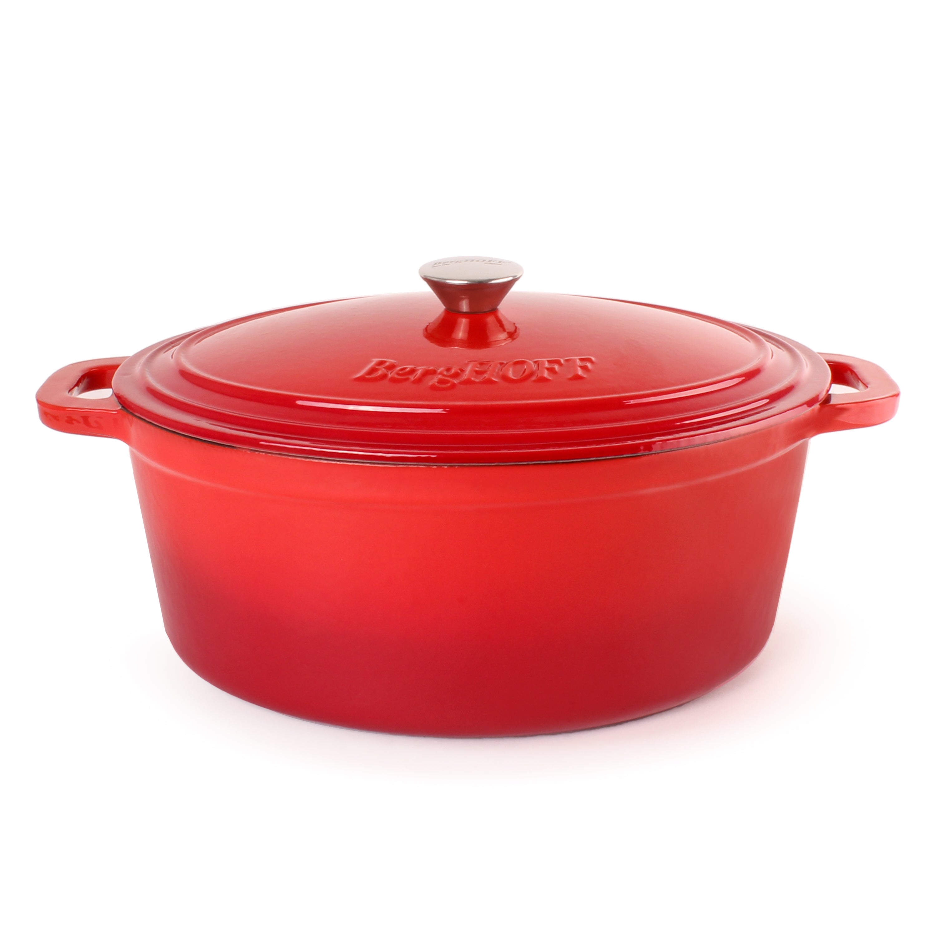 BergHOFF Neo 4-Piece Cast Iron Cookware Set with 5qt & 8qt Dutch Ovens & Matching Lids - Red Enameled Cookware for Braising, Stewing & Baking - Perfect for Stovetop, Oven & Camping Use