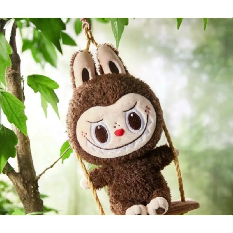 Labubu POP LAND TIMBER WORKSHOP Swing Plush Pendant - Secret Dark Brown Series | Cute Collectible Toy for Anime Fans, Home Decor & Gift for Plush Lovers | Perfect for Display, Keychain Accessory and Kawaii Room Decoration