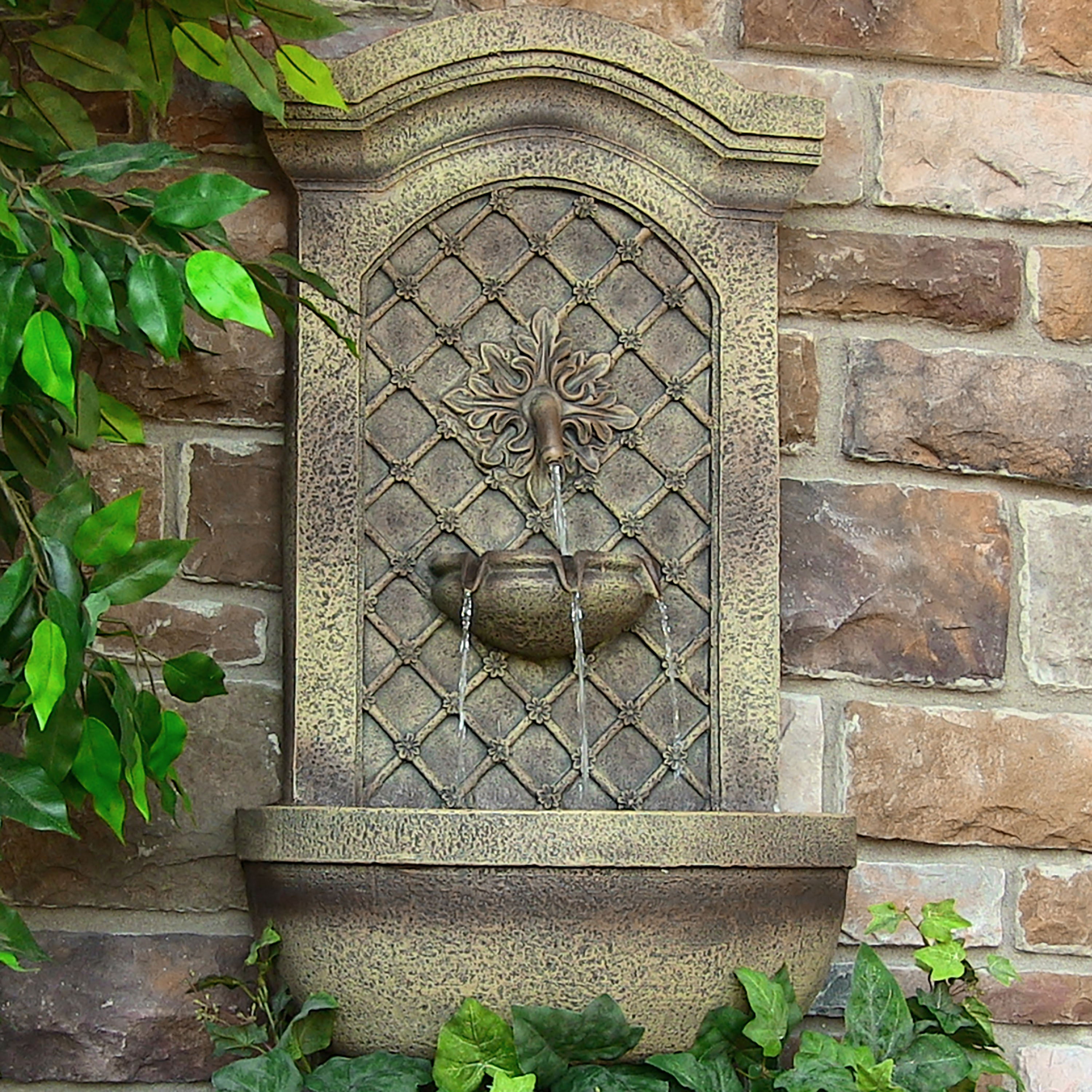 Sunnydaze Rosette Leaf Outdoor Wall Fountain - Decorative Garden Water Feature for Patio, Backyard, and Landscape Design | Relaxing Waterfall Sounds for Meditation and Outdoor Ambiance