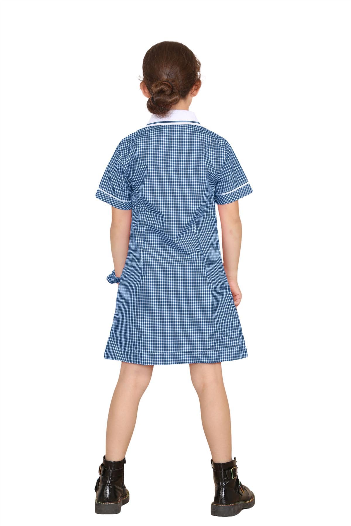 Janisramone® Girls' Gingham School Dress - Short Sleeve Uniform for Ages 3-20 | Perfect for Classroom, Back to School, and Special Occasions