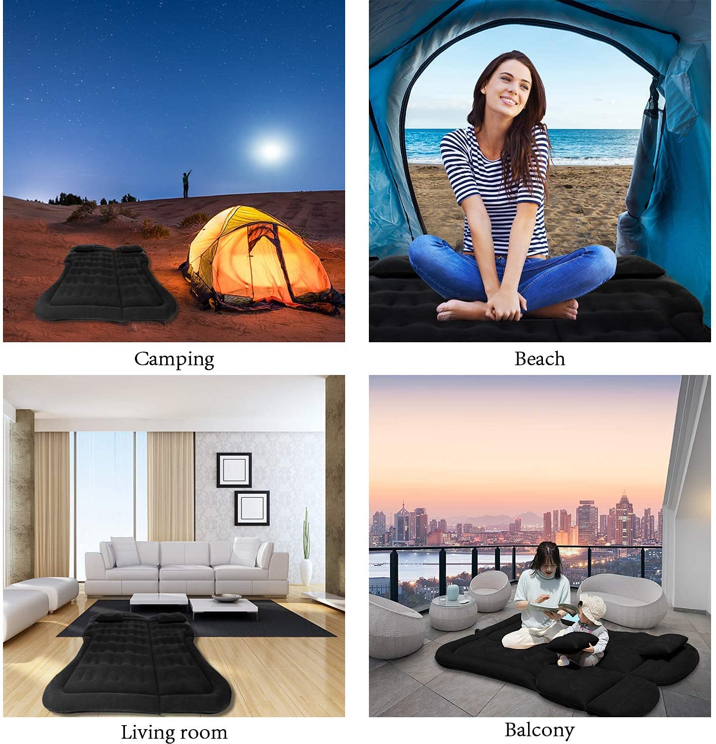 SAYGOGO SUV Air Mattress - Thickened Inflatable Car Camping Bed with Electric Pump | Portable Sleeping Pad for Travel, Road Trips & Outdoor Adventures | Upgraded Black Version