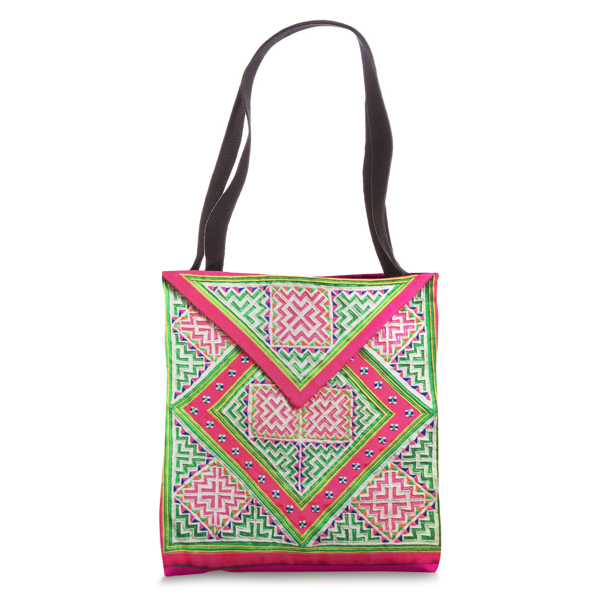 Authentic Hmong Printed Tote Bag - Stylish Money Bag #6 - Eco-Friendly Cotton Shoulder Bag for Shopping, Travel & Daily Use