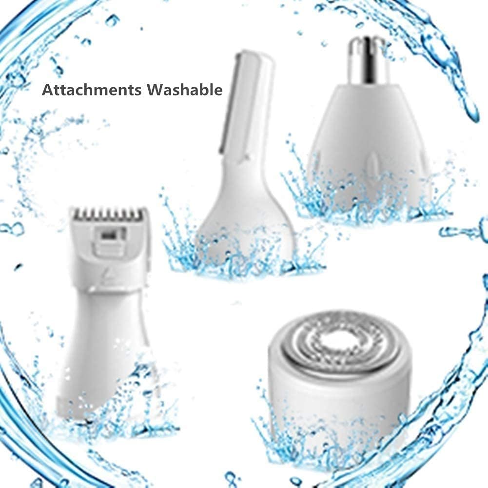 Rechargeable USB Nose & Ear Hair Trimmer for Women and Men - Professional Painless Eyebrow & Facial Hair Clipper, Waterproof Design (White) - Perfect for Travel, Grooming, and Personal Care