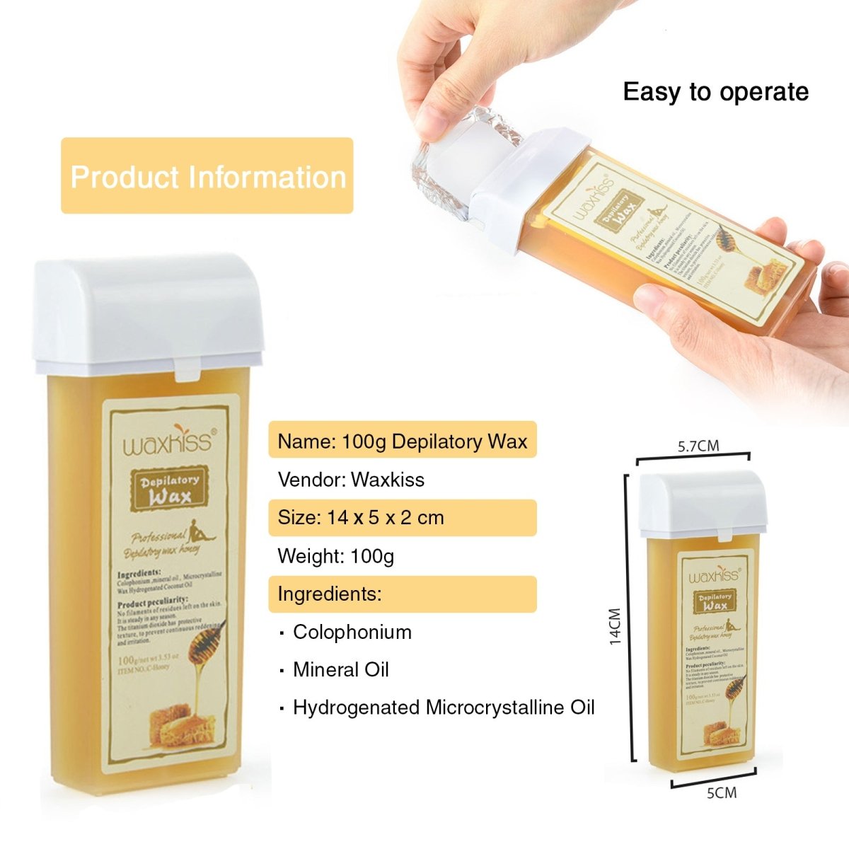 Premium Roll-On Wax Cartridges 100g - Professional Hair Removal for Smooth Skin at Home or Salon Use