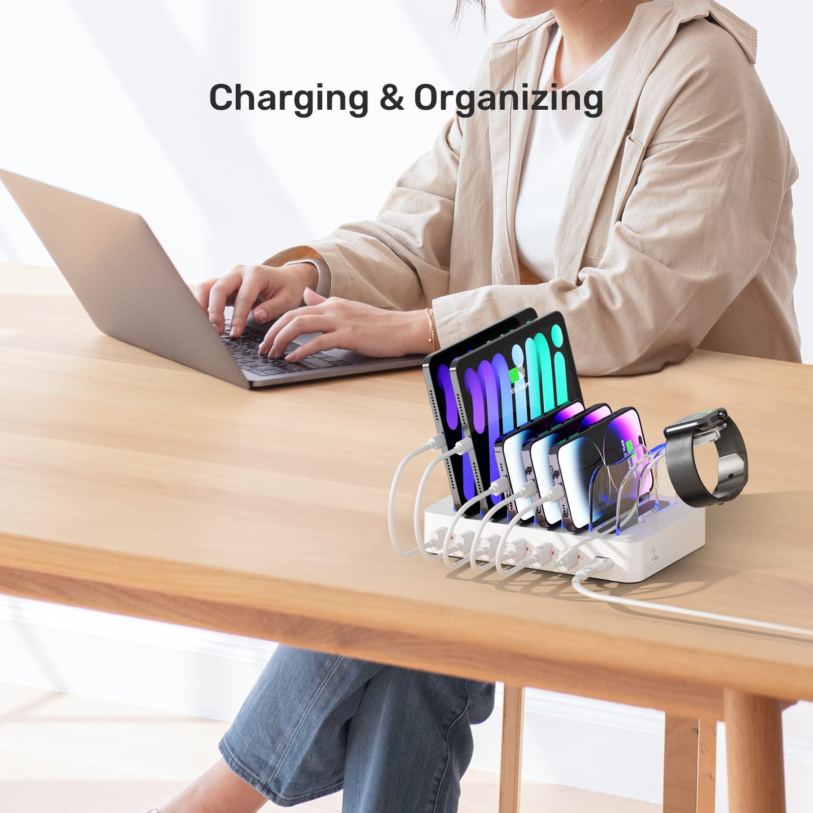 Unitek 60W 6-Port Fast Charger with QC 3.0 | Multi-Device Charging Station for Phones & Tablets | Home & Office Use