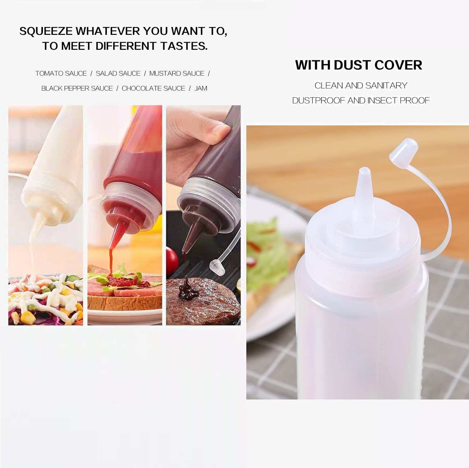 450ml Transparent Squeeze Bottle for Ketchup, Mayo, Chutney, Vinegar & Oil - Leak-Proof Condiment Dispenser (Pack of 2) - Perfect for Restaurants, Home Kitchens & Outdoor BBQs