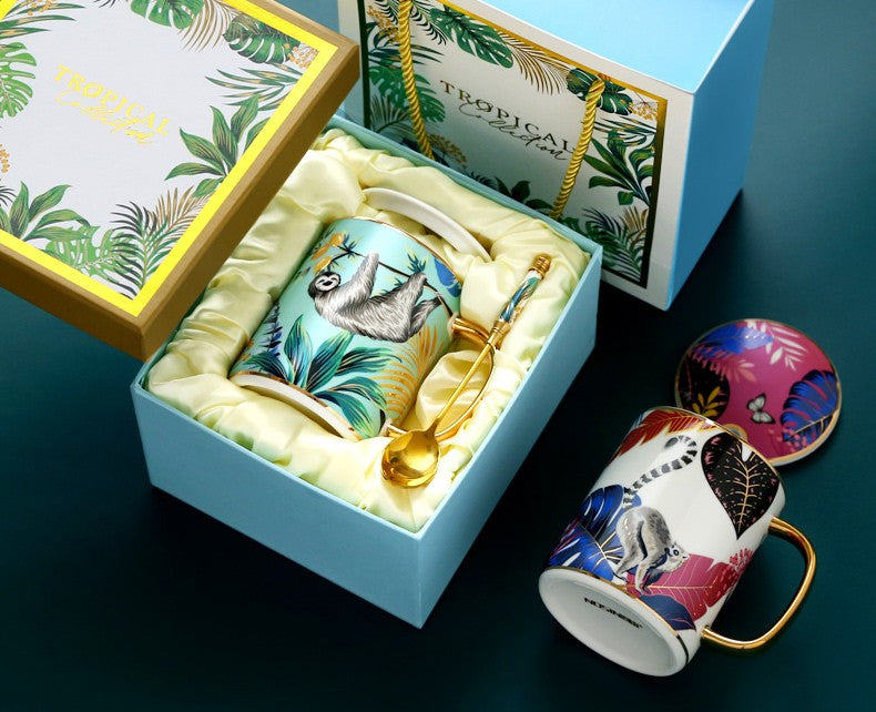 Jungle Animal Porcelain Mugs - 16oz Large Capacity Ceramic Coffee Cups with Gift Box, Creative Office Mugs for Tea, Coffee & Hot Chocolate - Perfect for Home, Office & Gifts