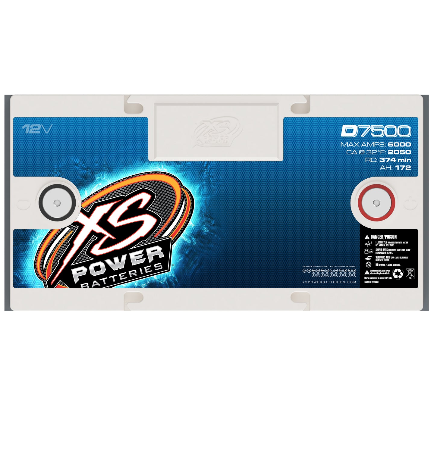 XS POWER D7500 7500W High Performance AGM Car Audio Battery - Perfect for Car Audio Systems, Off-Road Vehicles & Marine Applications