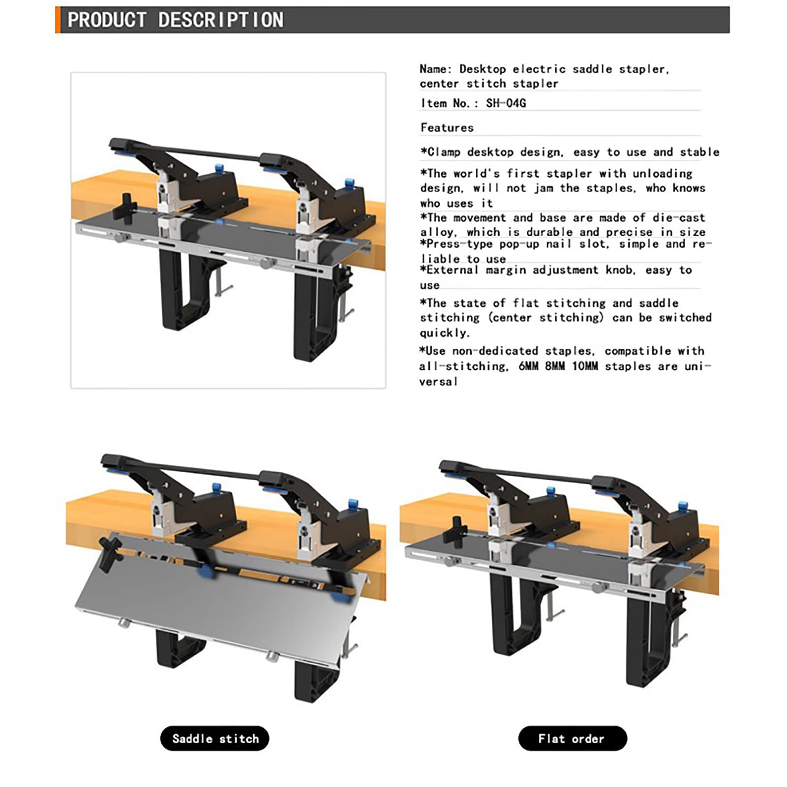 Heavy Duty Dual Head Staple Gun - Flat/Saddle Stapler, A3 Desktop Binding Machine, Bookbinding Stapler for Office, School & Crafting - Perfect for Reports, Presentations & DIY Projects