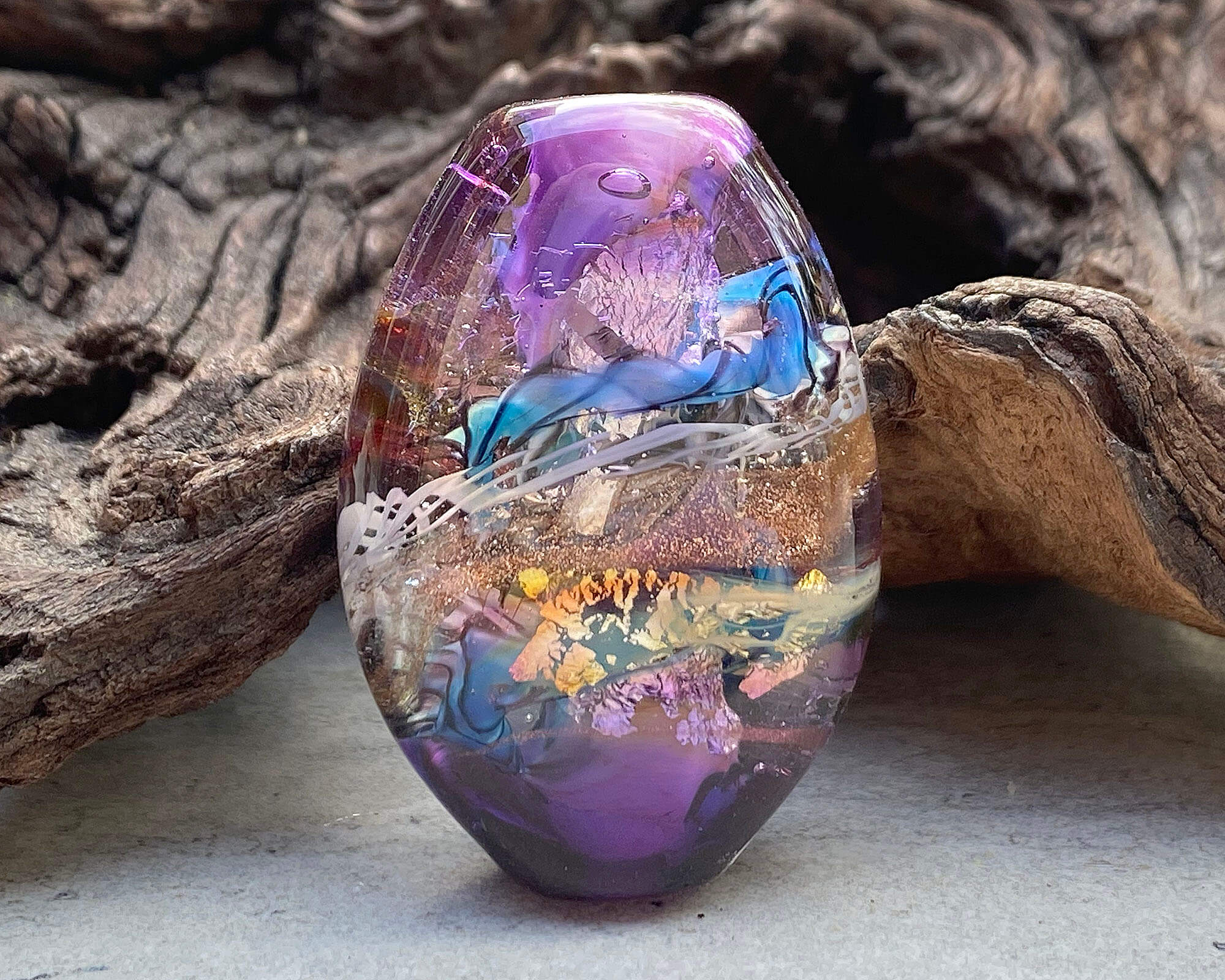 Handmade Violet Serendipity Lampwork Glass Focal Bead SRA - Perfect for Jewelry Making, DIY Crafts & Beading Projects