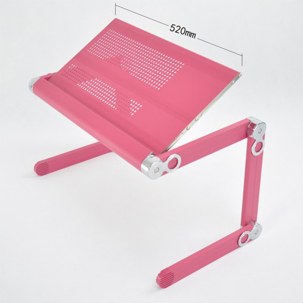 Portable Foldable Laptop Desk with Mouse Tray - Adjustable Computer Notebook Stand for Bed, Sofa & Office - Pink 52cm Ergonomic Workstation for Home, Dorm & Travel