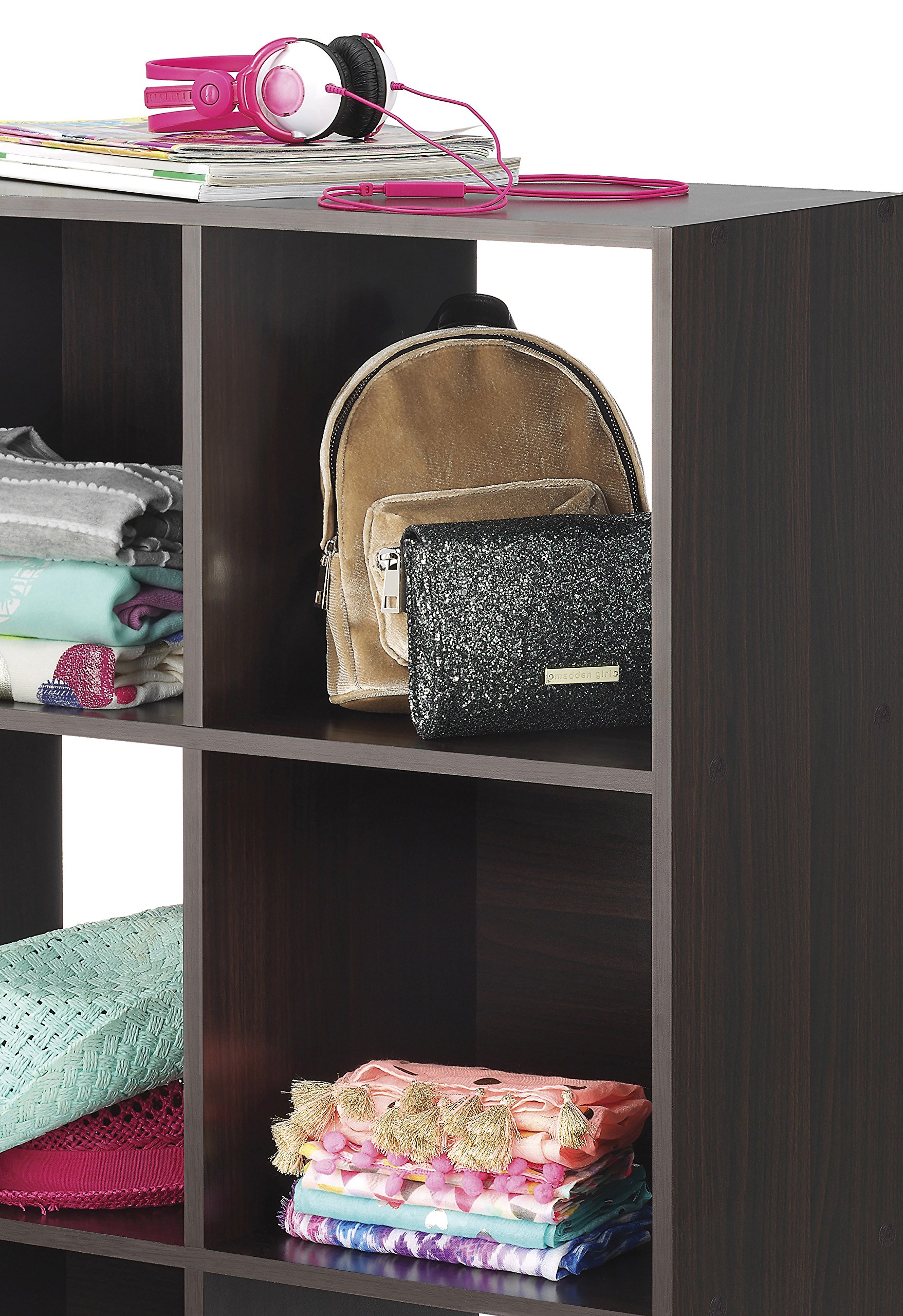 Whitmor 9 Cube Storage Organizer Shelf - Espresso Finish, Closet & Home Organization for Bedroom, Living Room, Office - Perfect for Storing Toys, Books, Shoes & Decor