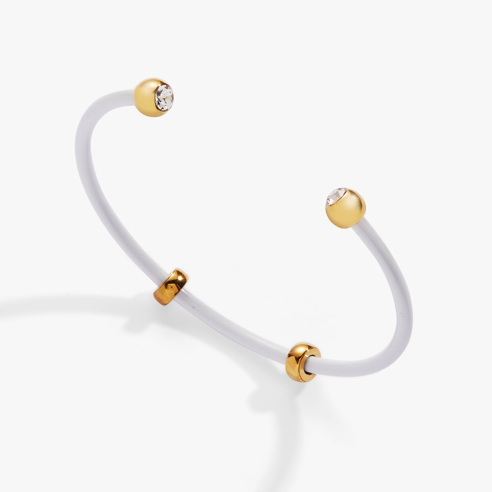 Elegant Bezel Stone Enamel Cuff Bracelet in White - Perfect for Women's Fashion Accessories & Special Occasions