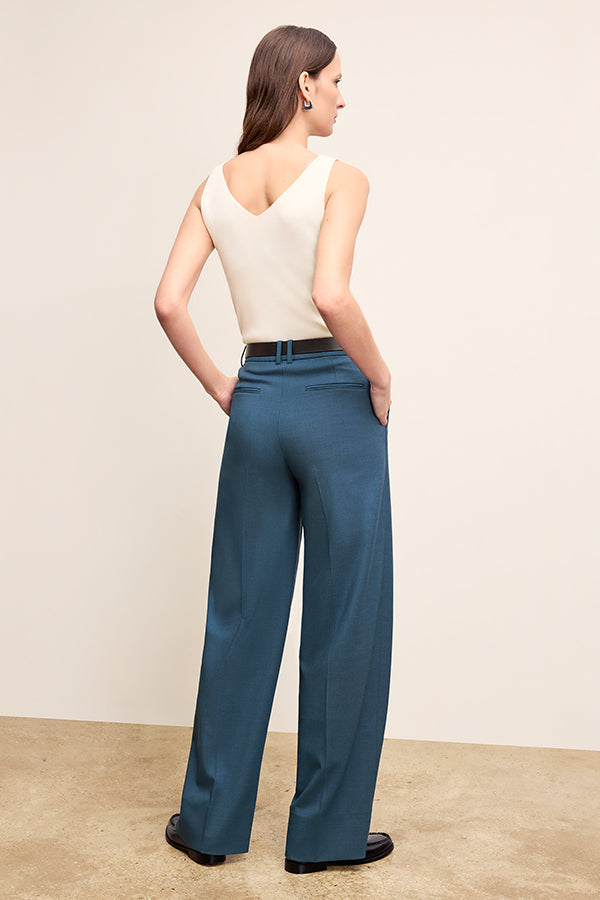 Rina Sculptural Pant - Washable Wool Twill Pants for Women | Bluebell | Perfect for Office Wear & Casual Outfits