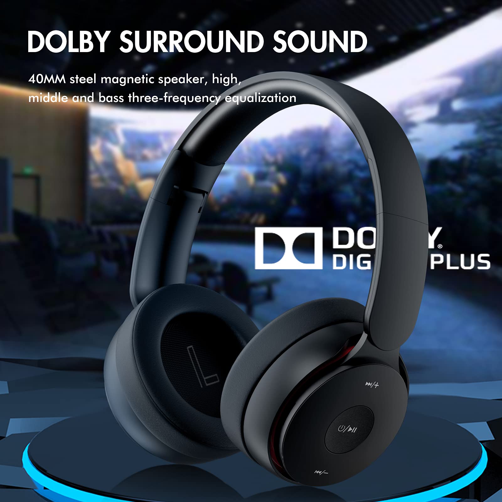 WMJYDF Wireless Bluetooth Headphones Over Ear - Hi-Fi Stereo Foldable Headset with Microphone, Deep Bass & 25 Hours Playtime (Wired/Wireless/TF Card Mode) - Perfect for Travel, Workouts, and Office Use