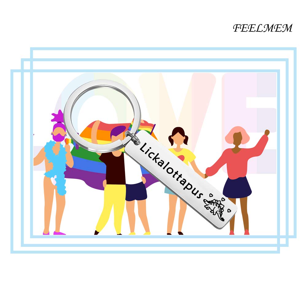 FEELMEM Funny Lickalottapus Keychain - Unique LGBT Pride Gift for Lesbian Couples, Gay Jewelry & Same Sex Keyring - Perfect for Pride Month, Coming Out Celebrations & LGBTQ+ Events