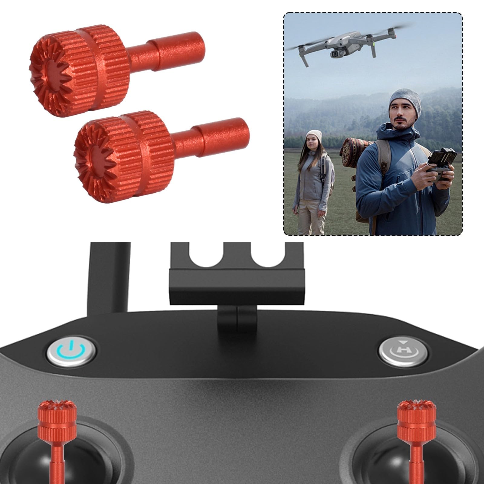 Premium Aluminum Alloy Red DJI RC Joystick Controller - Compatible with DJI RC 1, RC 2, Air 3 & Mini 3 Pro - Replacement Parts for Smooth Drone Control - Perfect for Aerial Photography & FPV Flying