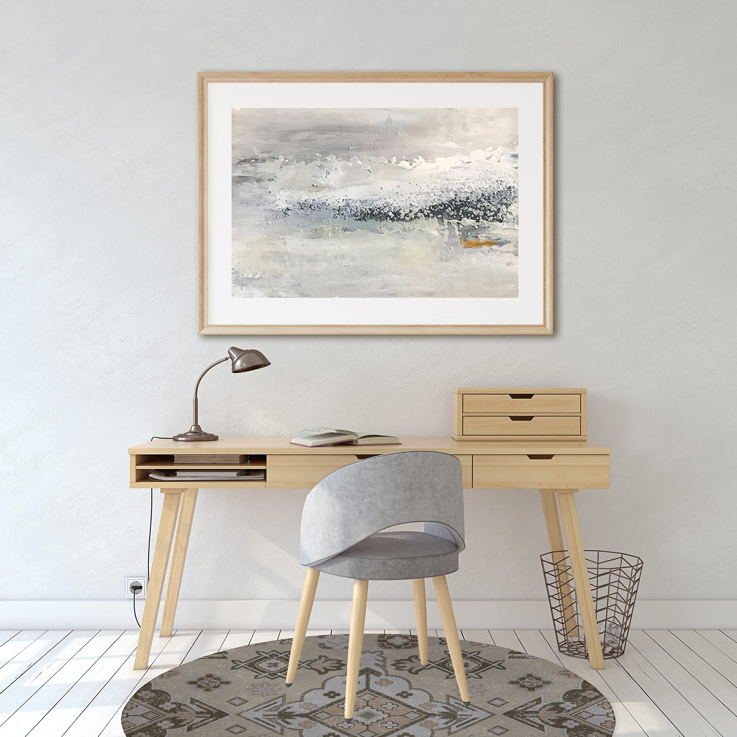 Modern Persian Tan Office Mat - Traditional Beige Synthetic Fiber Rug for Home Office, Living Room & Bedroom Decor