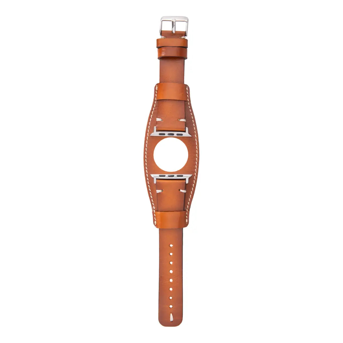 Premium Brown Leather Cuff Strap for Apple Watch - Compatible with All Series (1-9/SE/Ultra) - Adjustable, Comfortable & Stylish - Perfect for Work, Gym & Everyday Wear