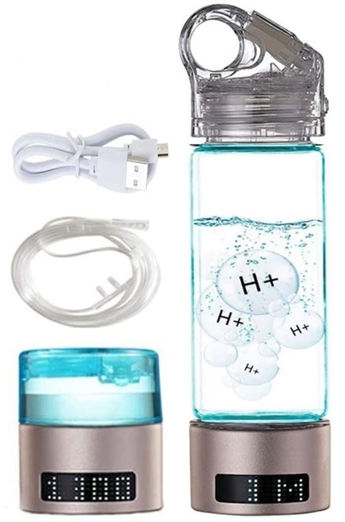 Portable Hydrogen Water Bottle with PEM & SPE Technology - Alkaline Hydrogen Rich Water Cup with LED Smart Display & Inhaler Adapter | Perfect for Hydration, Detox & Wellness On-The-Go