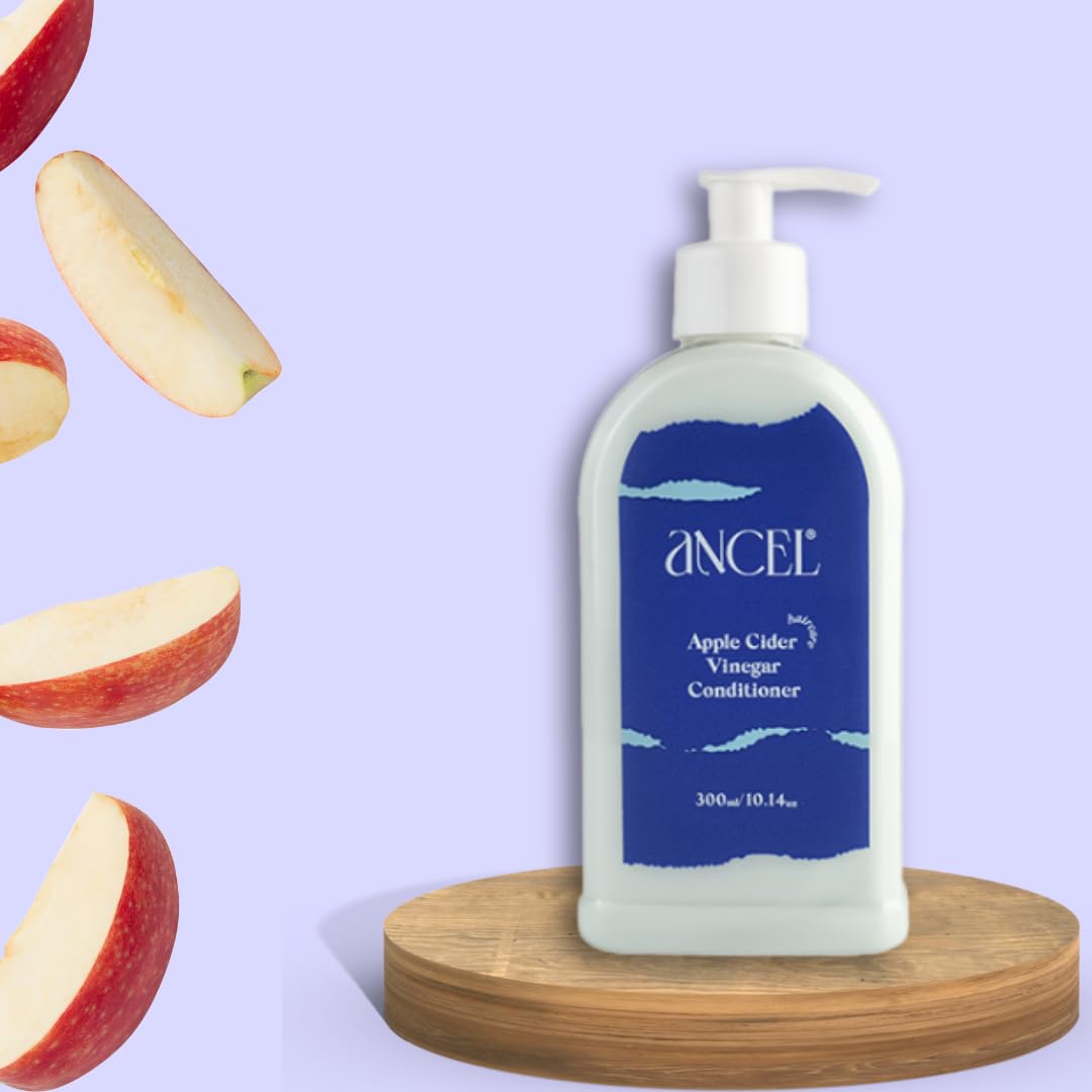 Ancel Apple Cider Vinegar Hair Conditioner 300ml - Natural Formula with ACV, Almond Oil, Argan Oil & Shea Butter - Sulfate Free & Paraben Free - For Dry, Damaged Hair - Men & Women - Perfect for Daily Use & Color Treated Hair