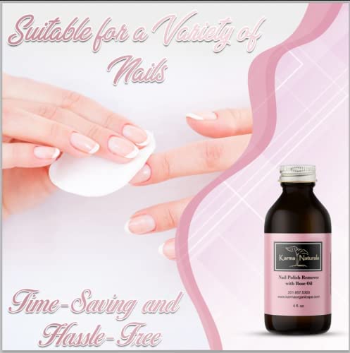 Organic Nail Polish Remover & Wipes Set with Natural Rose Oil – 4FL-Oz Bottle & 10 Count Wipes for Gentle, Non-Toxic Nail Care – Perfect for Travel, Home, and Salon Use