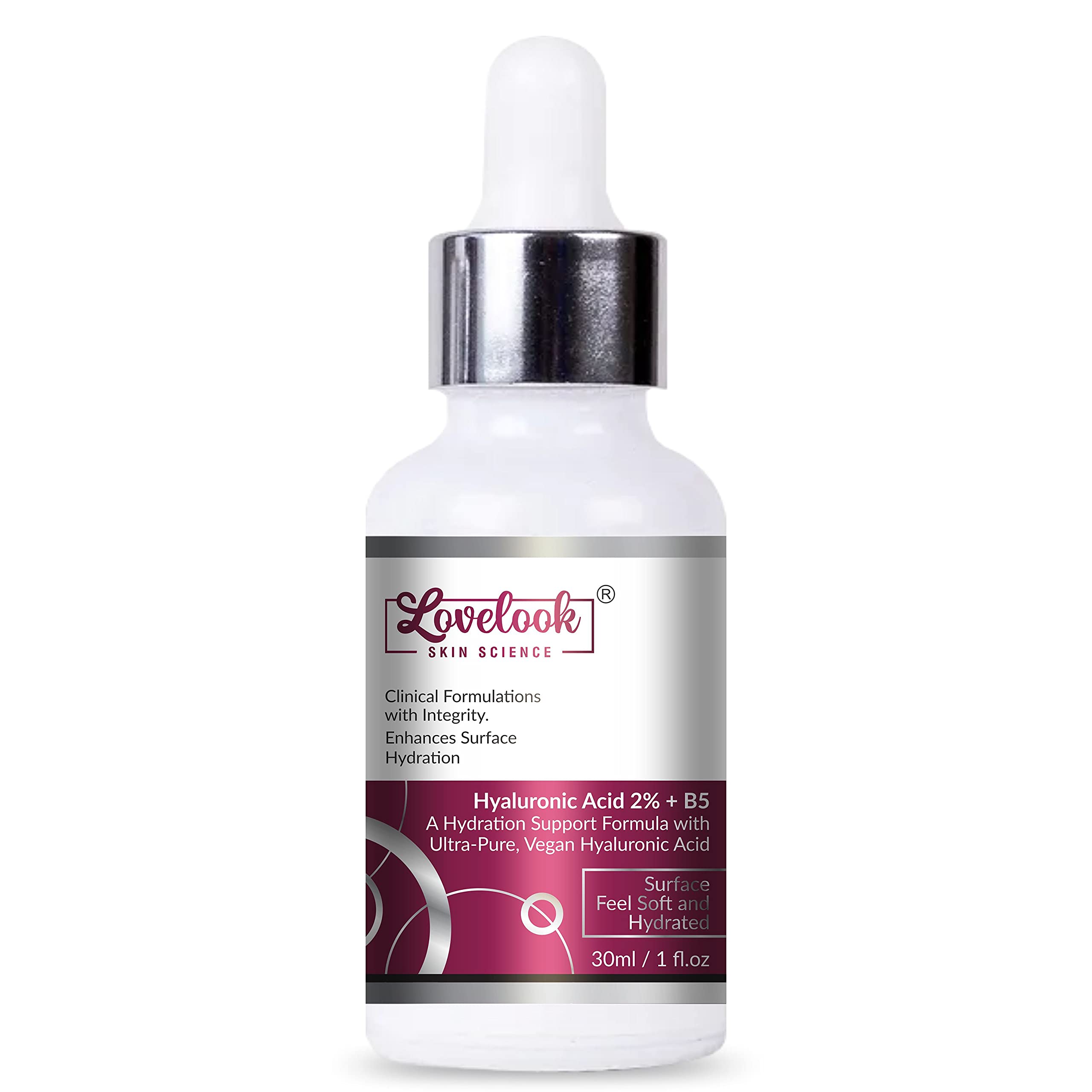 Lovelook 2% Hyaluronic Acid Serum for Deep Hydration - Anti-Aging Face Serum for Glowing Skin & Fine Lines Reduction | Daily Moisturizer for Dry, Normal & Oily Skin - Men & Women | Perfect for Night Routine & Under Makeup Application