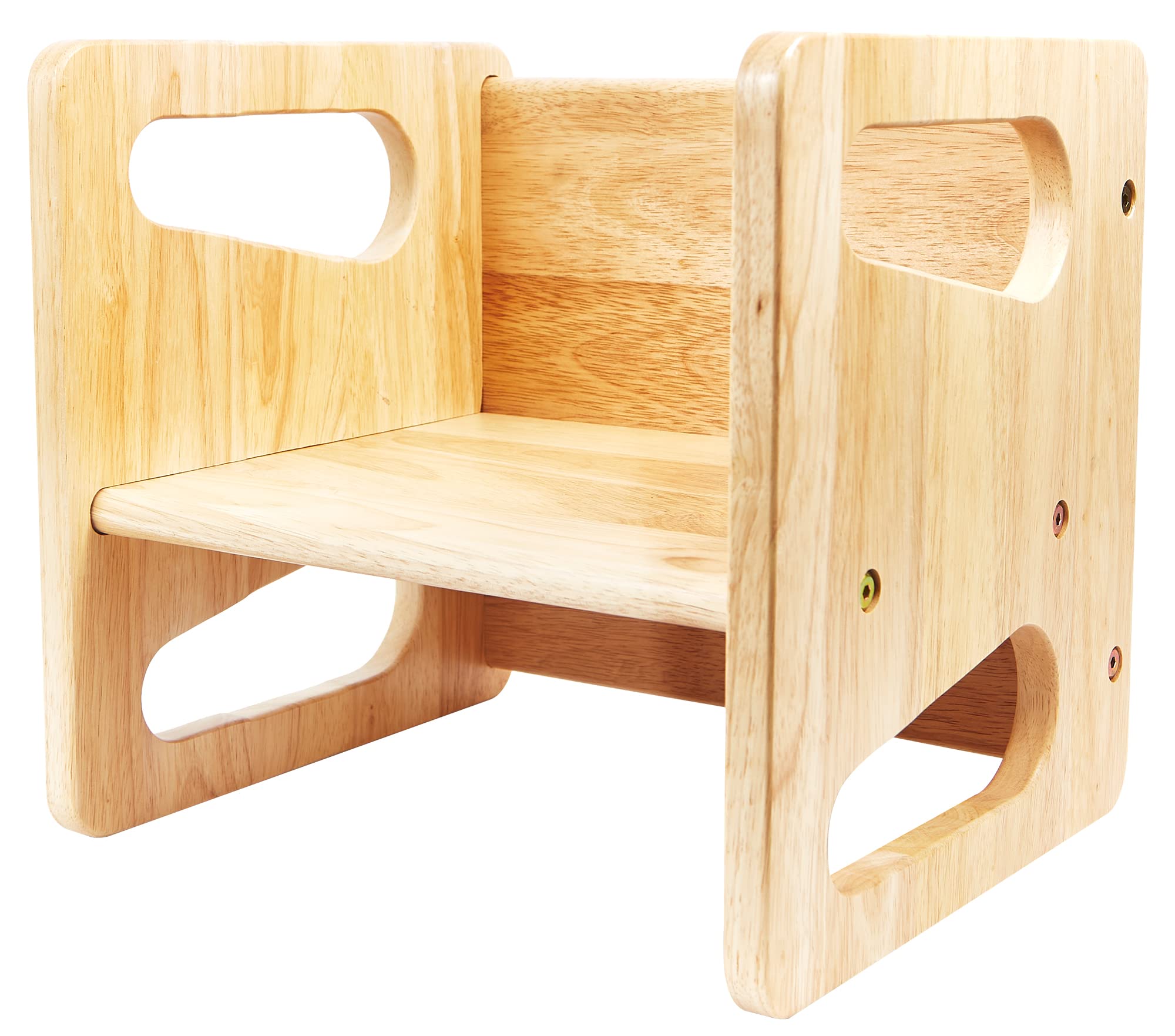 Montessori Weaning Table and Chair Set - 12 Inch Solid Wood Toddler Table with Cube Chairs - Natural Hardwood Kids Furniture for Learning & Mealtime - Perfect for Montessori Classroom, Daycare or Home Playroom