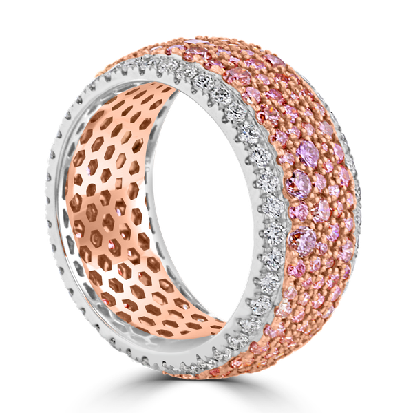 18KT White & Rose Gold 3.64CT Pink & White Diamond Eternity Ring for Women - Luxury Wedding Band, Anniversary Gift & Engagement Jewelry - Perfect for Bridal, Valentine's Day & Special Occasions