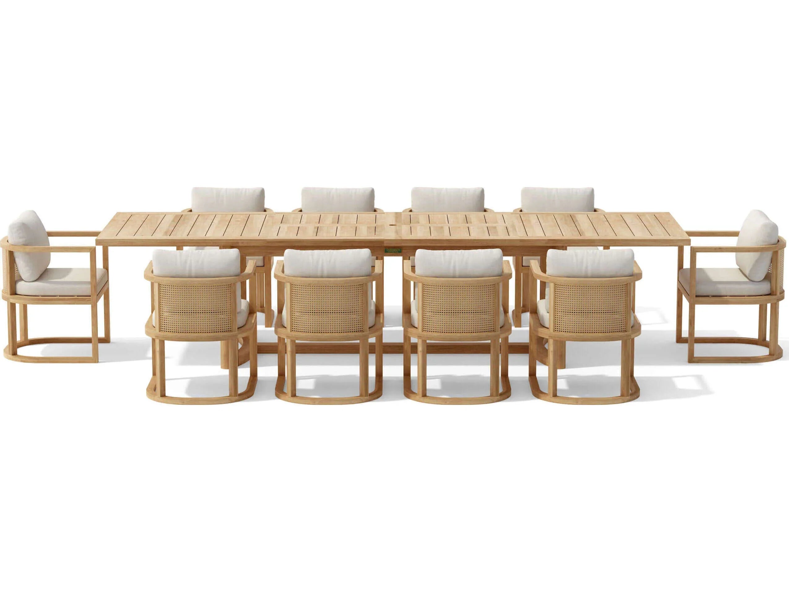 Anderson Teak 11-Piece Junus Extension Outdoor Dining Set - Patio Furniture for Garden, Backyard & Poolside (SET 224) | Weather-Resistant Teak Wood Dining Table & Chairs for Entertaining